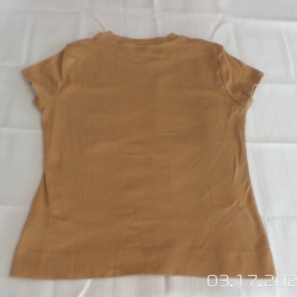 CALVIN KLEIN Women's Beige/Light Brown Short Sleeve Top Size Medium Like NEW - Picture 8 of 15